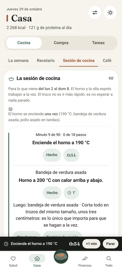 La sesión de cocina del domingo, con el horno y los temporizadores