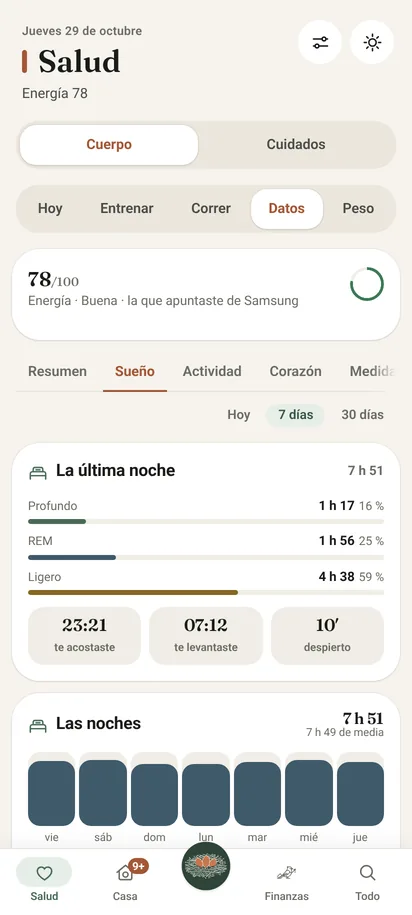 La salud, con el sueño de la última noche